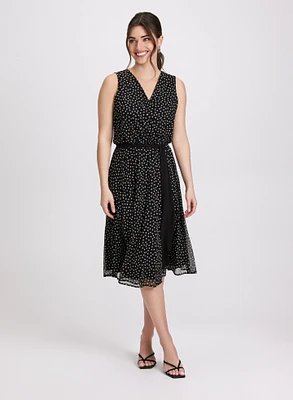 Self-Sash Polka Dot Dress