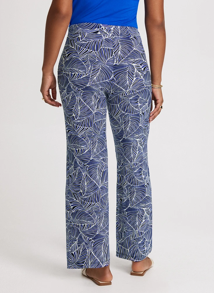 Leaf Print Pull-On Pants