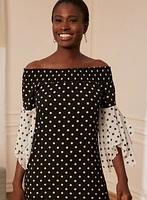 Polka Dot Off-The-Shoulder Dress