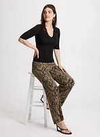 V-Neck Polo Sweater & Paisley Print Pants