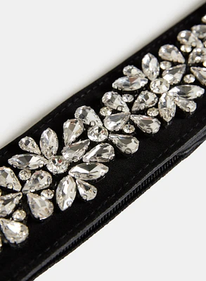 Rhinestone Flower Elastic Belt