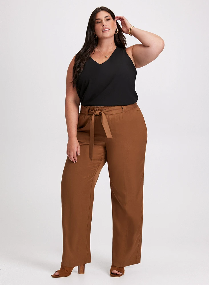 V-Neck Blouse & Wide Leg Pants