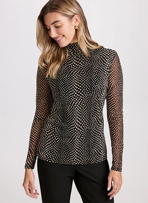 Dotted Mock Neck Top