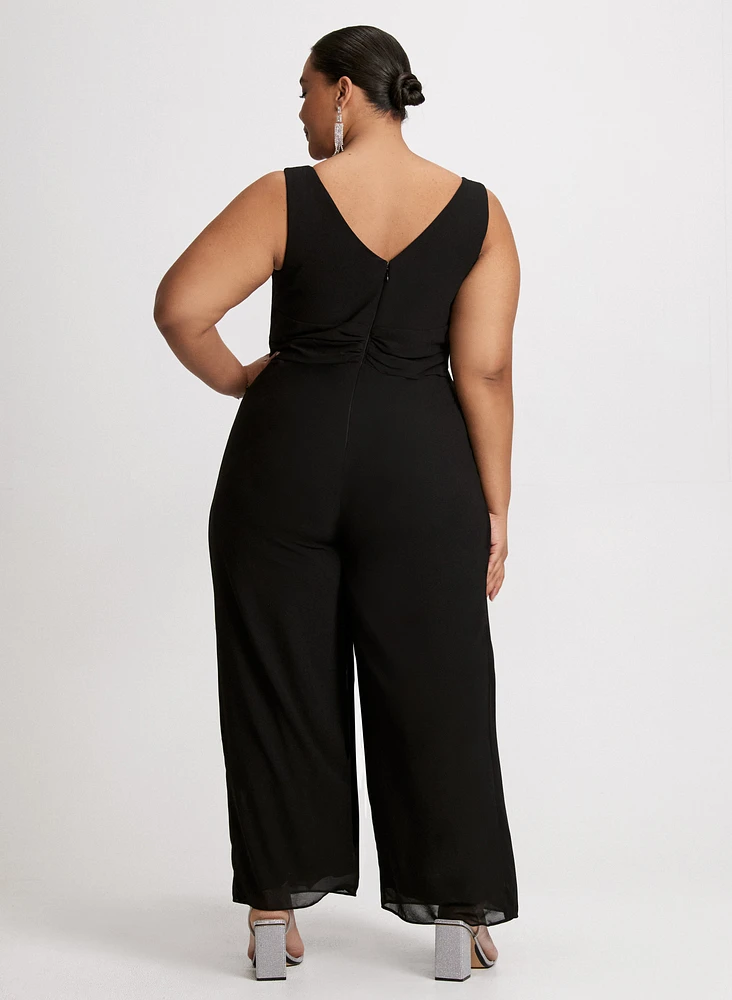 Sleeveless Deep V-Neck Jumpsuit