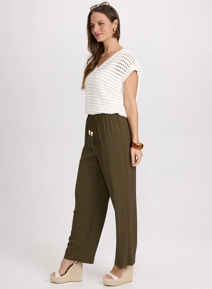 Crinkle Wide-Leg Pants