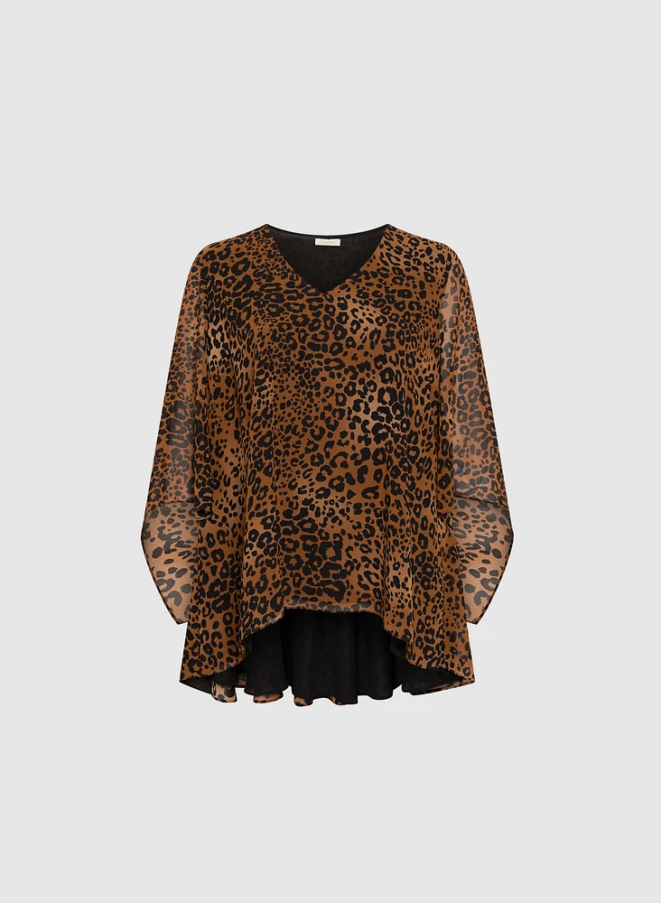 Leopard Print V-Neck Blouse