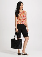 Tie-Waist Paisley Top & Pull-On Bermuda Shorts