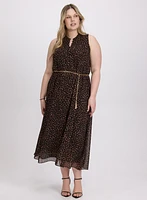 Robe à pois ceinture en chaine