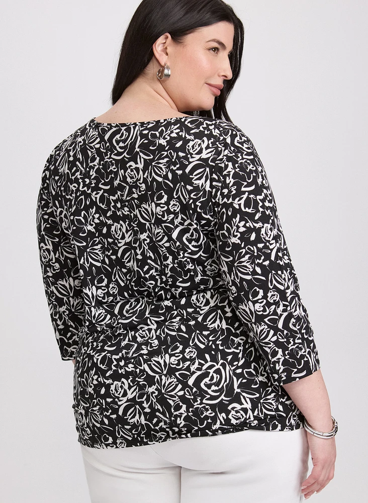 Sketch Floral Print Top