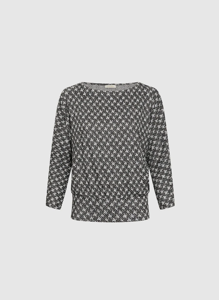 Houndstooth Jacquard Knit Top