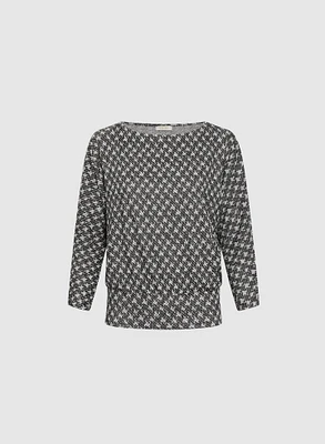 Houndstooth Jacquard Knit Top