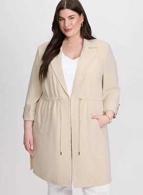 Long Drawstring Waist Jacket