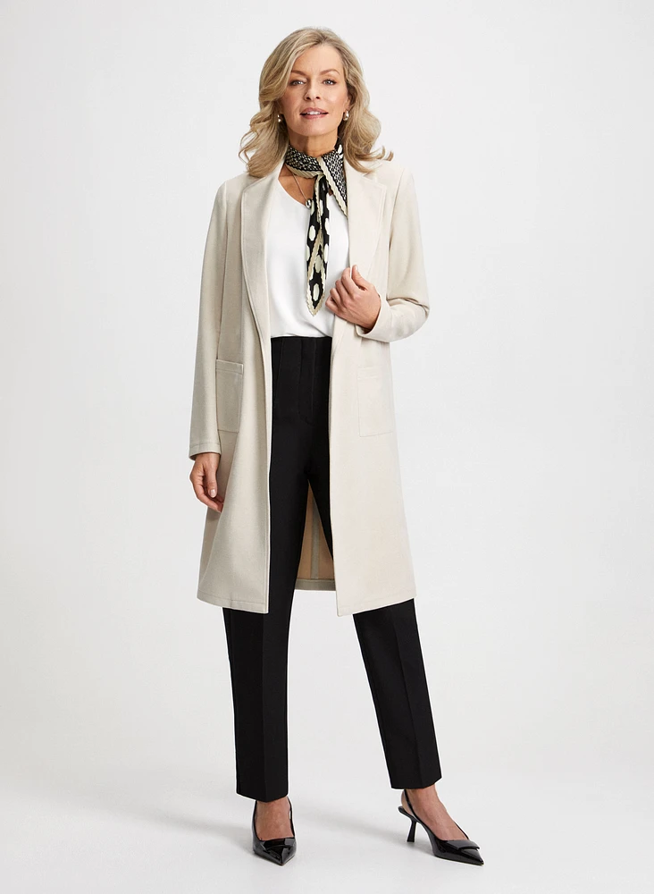 Faux Suede Coat & Slim Leg Pants