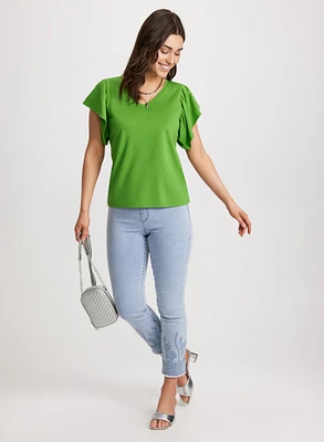 Cap Sleeve V-Neck Tee