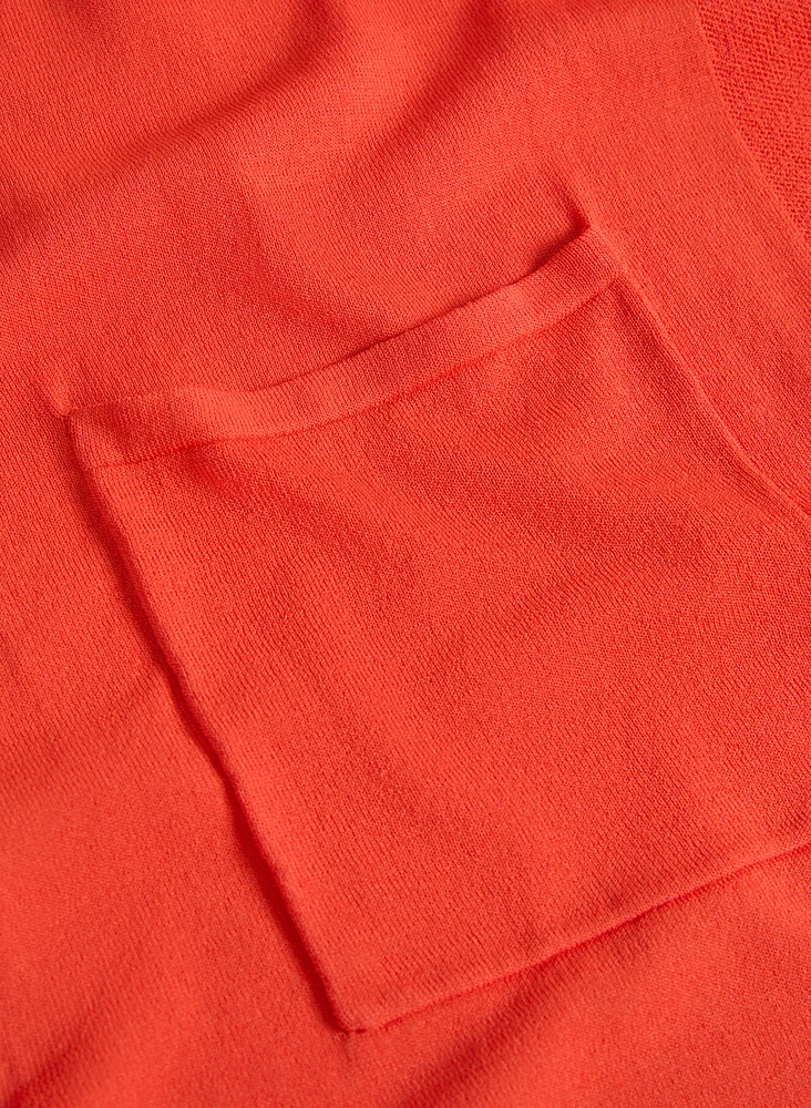 Lateral Slit Patch Pocket Cardigan