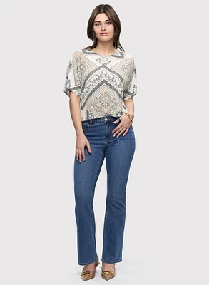 Paisley Print Top & Bootcut Jeans