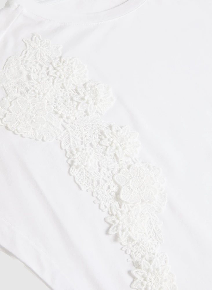 T-shirt à appliqués floraux