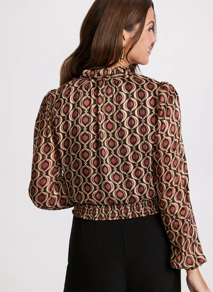 Blouse géométrique à taille froncée