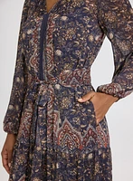 Paisley Belted Midi Dress