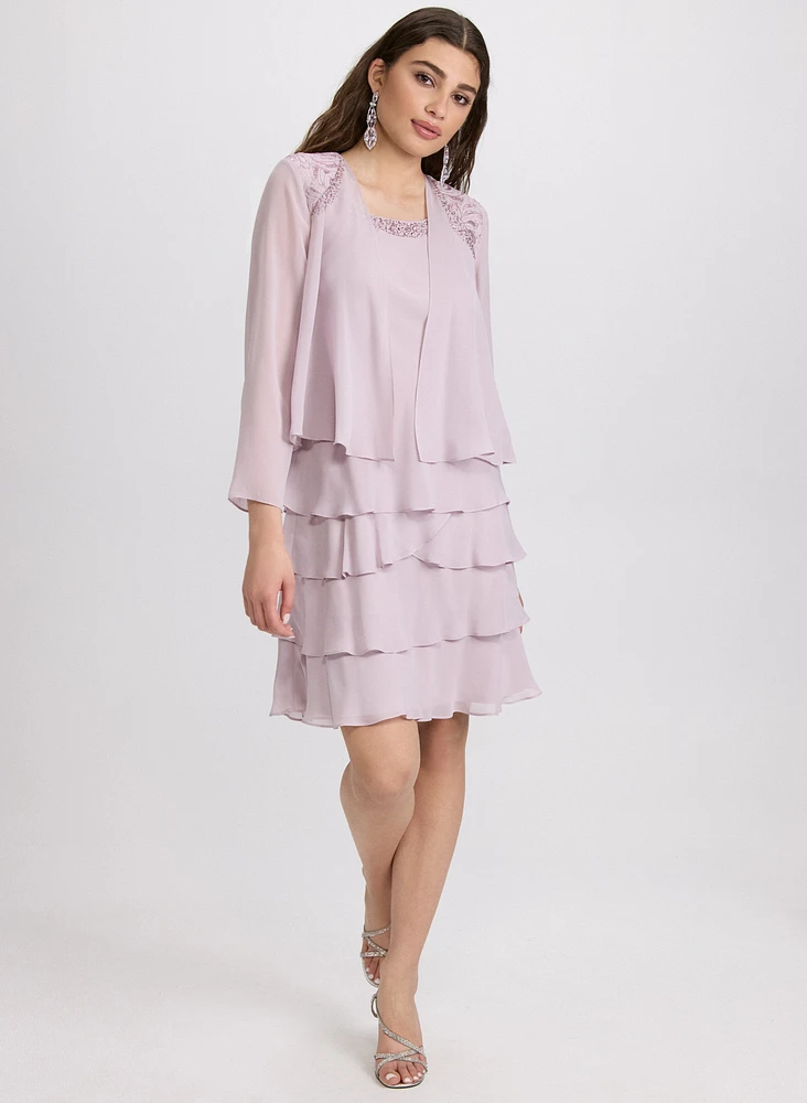 Embellished Jacket & Tiered Dress Set
