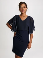 Flared Chiffon Sleeves Fitted Dress