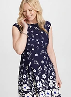 Cascading Floral Print Dress