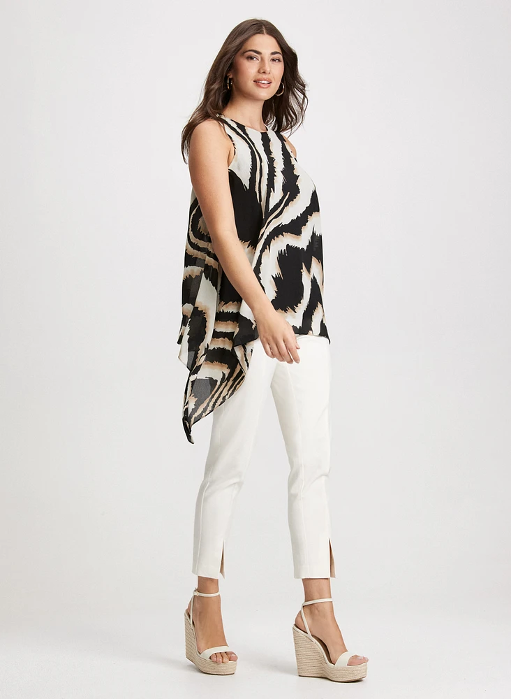 Zebra Asymmetric Blouse & Front Slit Pants