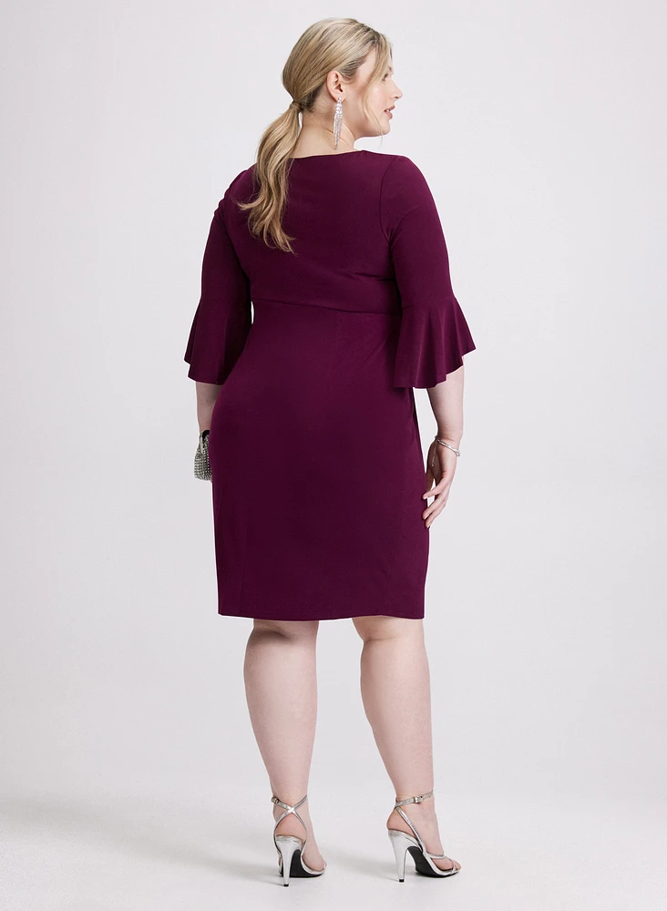 Flounce Sleeve Ruched Detail Dress