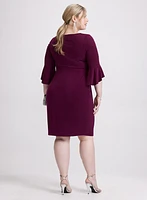 Flounce Sleeve Ruched Detail Dress