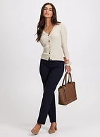 Sofia Vegan Leather Trim Straight-Leg Pants
