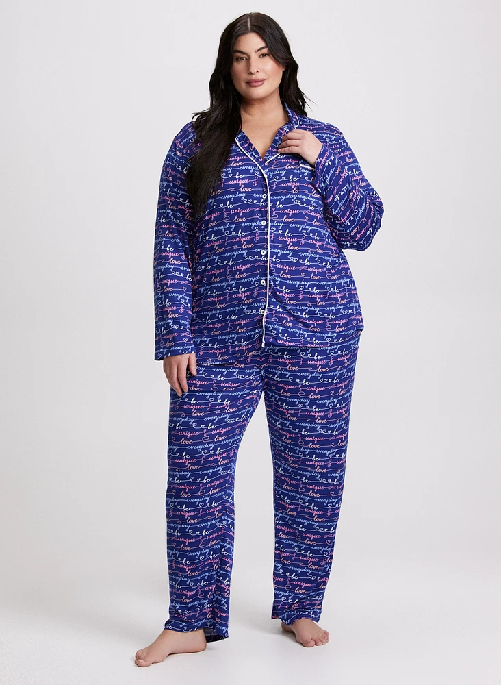 Ensemble pyjama à motif texte