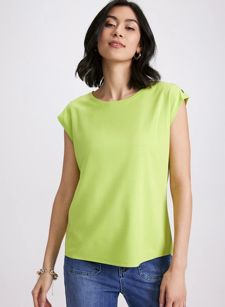 Metallic Button T-Shirt