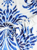 Leaf Print Flutter Sleeve Top