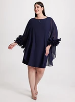 Robe cocktail à manches en chiffon et volants