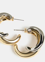 Two-Tone Double Hoop Earrings