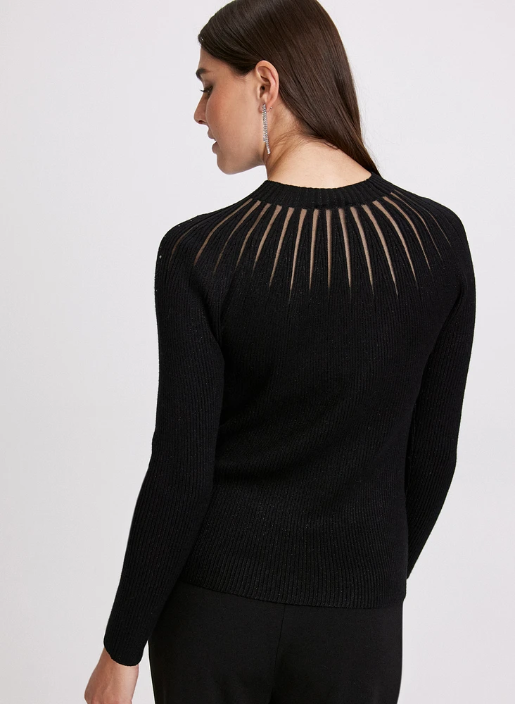 Embellished Sheer Insert Sweater