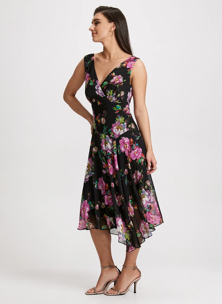 Floral Print Asymmetric Dress