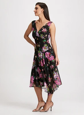 Robe asymétrique à motif floral