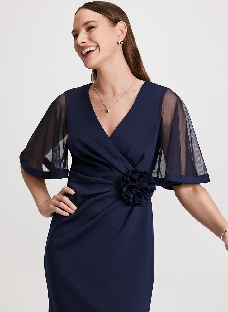 Chiffon Flutter Sleeve Cocktail Dress