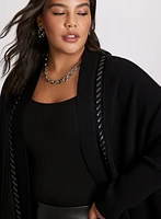 Cardigan à bordure en cuir végane