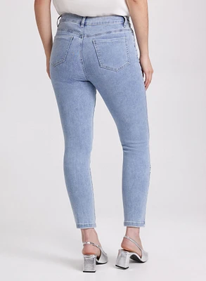 Embroidered Slim-Leg Denim