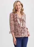 Snake Print Chiffon Blouse