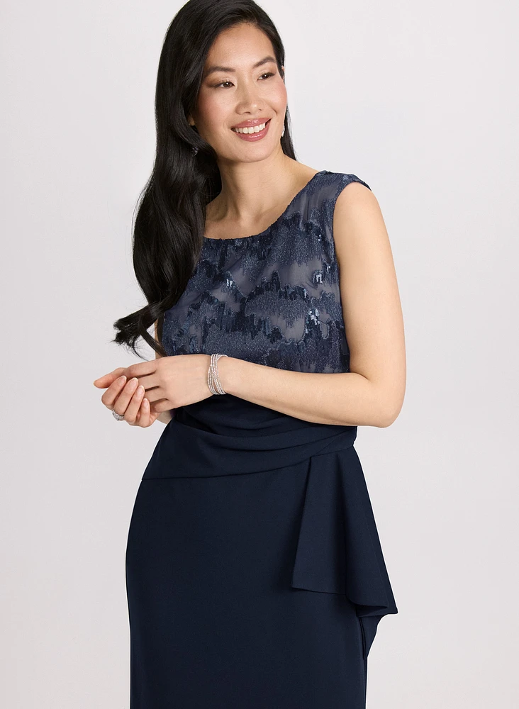 Ruched Sequin Embellished Dress