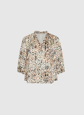 Abstract Animal Print Blouse