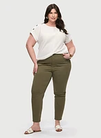 Button Detail Cap-Sleeve Top & High Rise Slim Leg Jeans