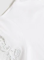 T-shirt brodé en coton extensible