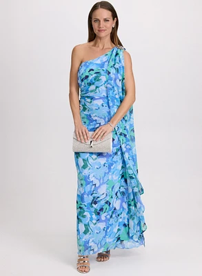 Robe drapée florale