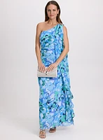Robe drapée florale