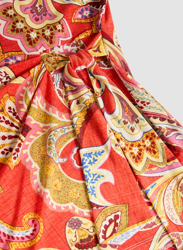 Haut paisley à taille nouée