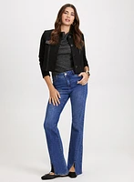 Cropped Jacket & Flared Slit Jeans